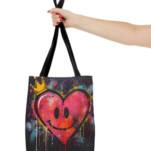 Chic Heart Art Tote Bag - Black and Pink